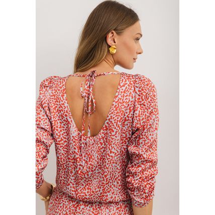 Tomato Red Leopard Print Long Sleeve Hollowed Back Split Mini Dress