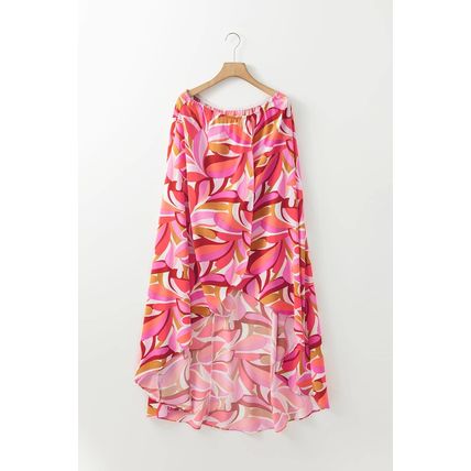 Rose Floral High Low Bandeau Vacay Dress