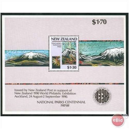 New Zealand 1990 - New Zealand Post Issue - National Parks Centennial minisheet