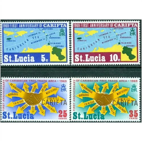 St Lucia QEII 1969 CARIFTA 1st Anniversary Mounted Mint MM SG 264-267 Sc 249-252