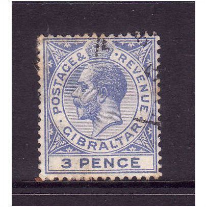 GIBRALTAR 1922 SG95a 3d ULTRAMARINE FINE USED#1