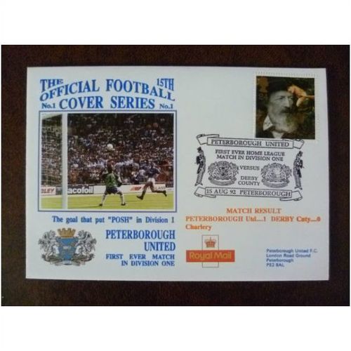 1992 Peterborough United v Derby County Dawn 15th Official Football Cover 1 POSH