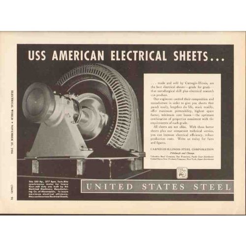 carnegie-illinois steel corp 1936 electrical machinery mfg vintage ad