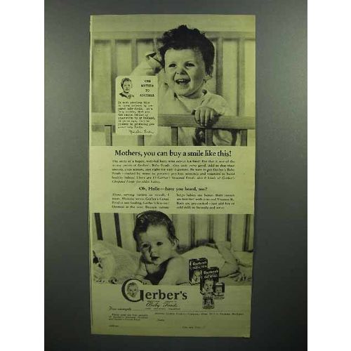 1944 Gerber's Baby Food Ad - You Can Buy a Smile