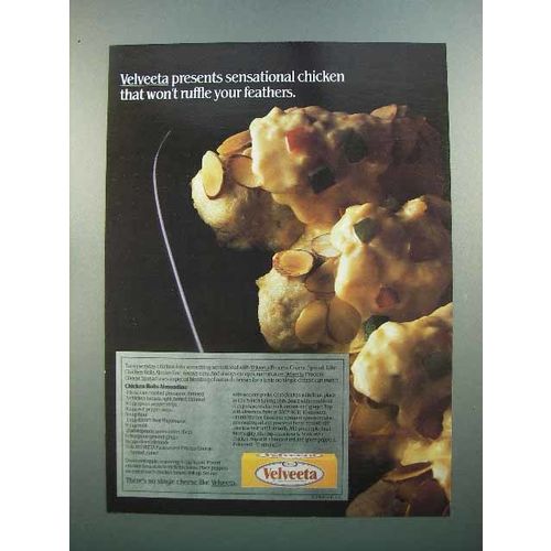 1986 Kraft Velveeta Cheese Ad - Chicken Rolls Almondine