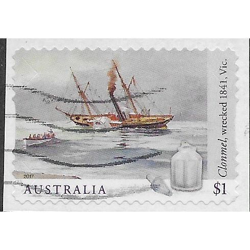 AUS 2017 $1.00 (S/A) 'SHIPWRECKS -CLONMEL' ON PAPER FINE USED (EBID25-863)