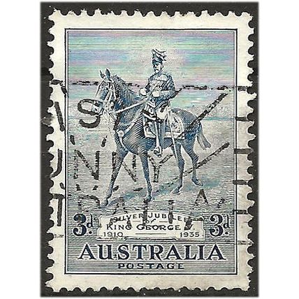 Australia 1935 SG137 3d Blue Silver Jubilee Good Used .. ..