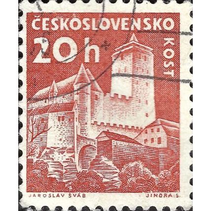 CZECHOSLOVAKIA, Kost castle, orange-red 1960, 20h