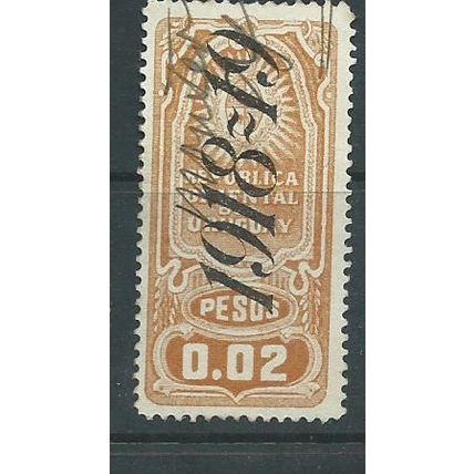 Uruguay revenue 2 peso 1918 /19 used
