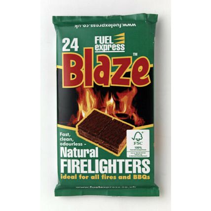 Pack Of 24 Fuel Express Blaze Natural Firelighters Cubes Easy BBQ Fire Starter