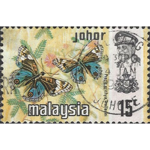 JOHORE, MALAYSIA, BUTTERFLY, Blue Pansy , light brown 1971, 15c, #3