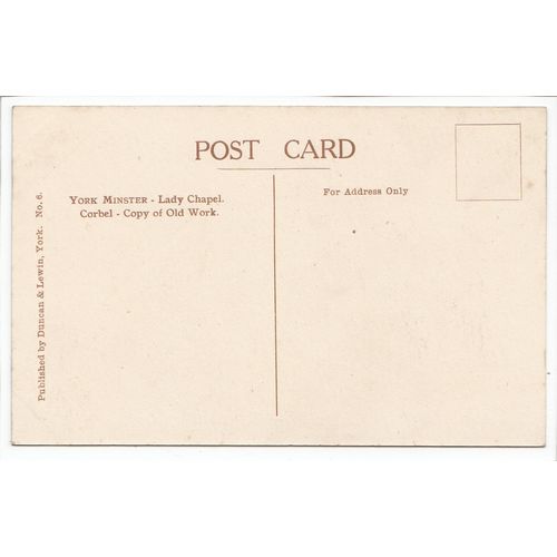 York Minster Lady Chapel Corbel Duncan & Lewin Postcard 6
