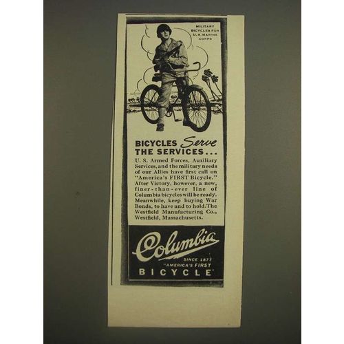 1944 Columbia Military Bicycles Ad - for U.S. Marine Corps serve the services