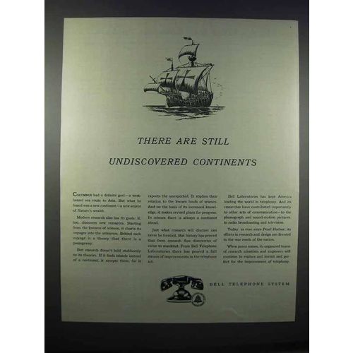 1944 Bell Telephone System Ad - Undiscovered Continents