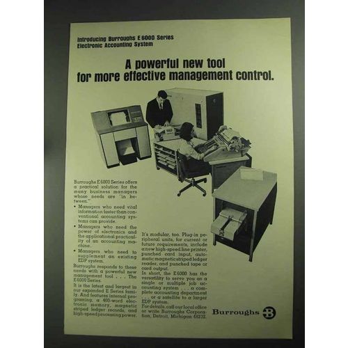 1968 Burroughs E 6000 Electronic Accounting System Ad