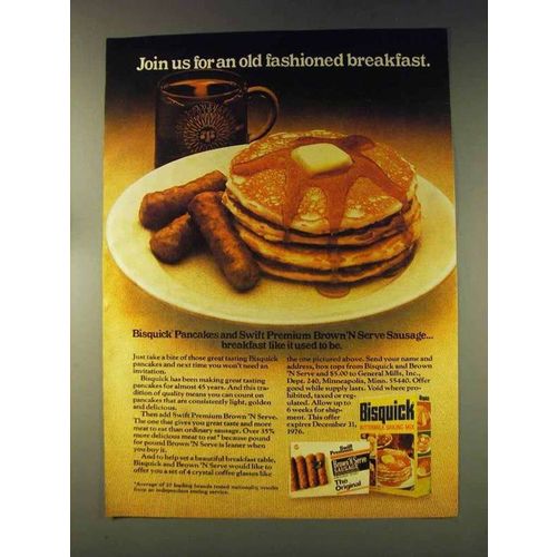 1976 Bisquick & Swift Brown 'N Serve Sausage Ad