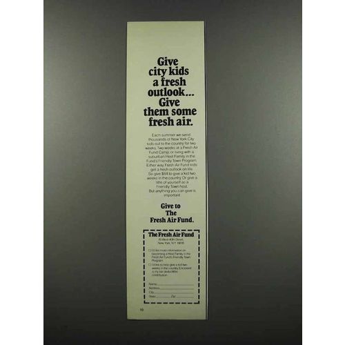 1983 The Fresh Air Fund Ad - Give Fresh Outlook