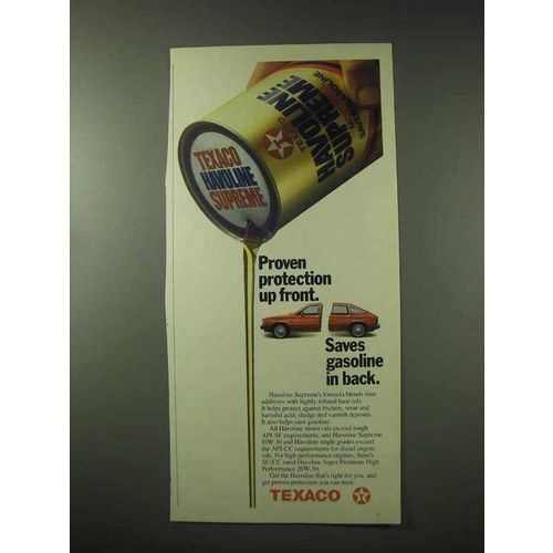 1984 Texaco Havoline Supreme Motor Oil Ad - Protection