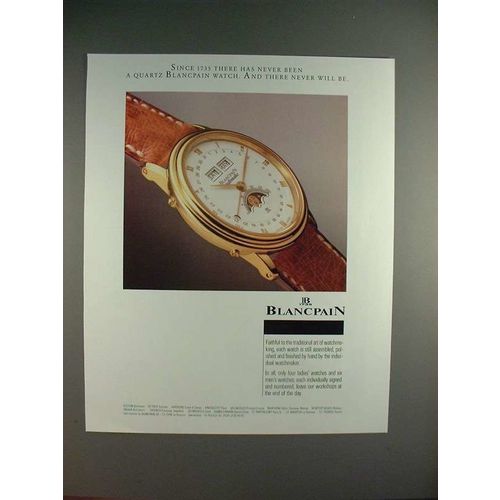 1987 Blancpain Watch Ad - Never Been a Quartz