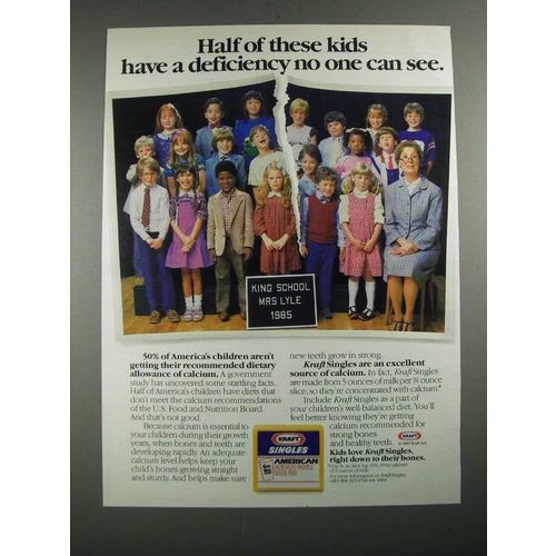 1987 Kraft Singles Ad - Half of These Kids Have a Deficiency