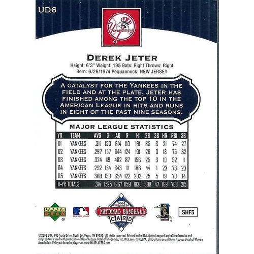 2006 Upper Deck National Baseball Card Day New York Yankees Derek Jeter UD6