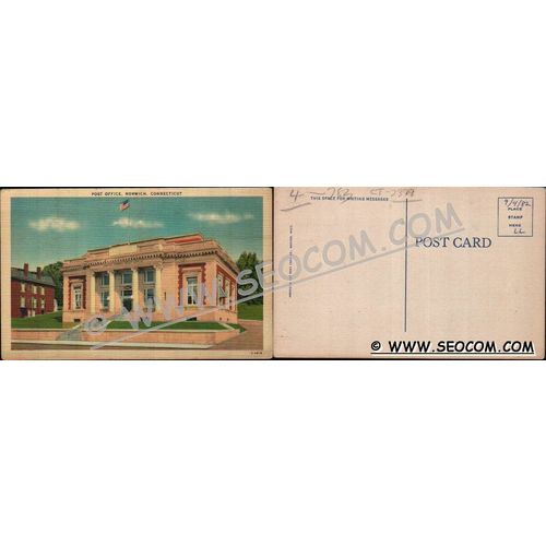 CT Norwich Postcard Post Office ct_box4~2379