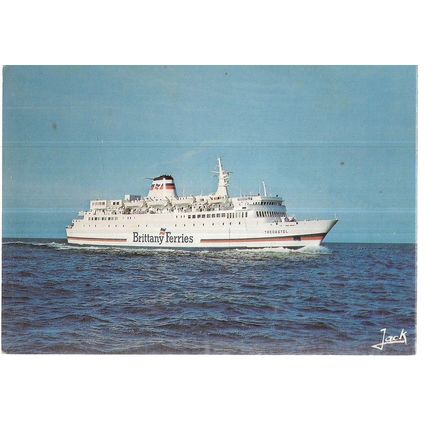 M.V. TREGASTEL, Brittany Ferries unused vintage postcard =