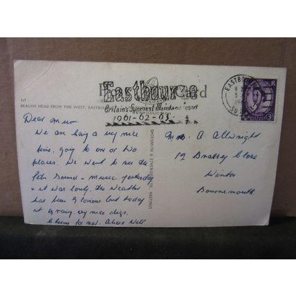 BEACHY HEAD FROM THE WEST, EASTBOURNE used vintage postcard 1966 postmark =