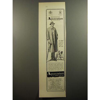 1952 Aquascutum The Avenue Coat Ad - Presenting Aquascutum of London England