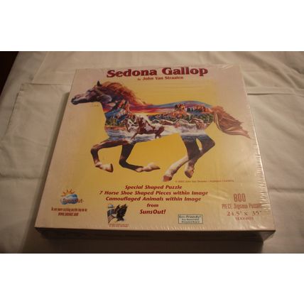 SEDONA GALLOP 800 SHAPED PIECE PUZZLE MOSTLY SEALED HORSES