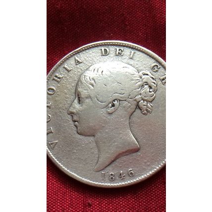 Queen Victoria 1846 .925 Silver Half Crown, Over 170 Years Old Lovely Grade Coin