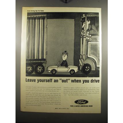 1967 Ford Cars Ad - Leave yourself an out when you drive