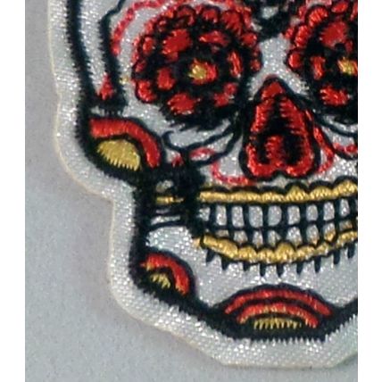 Skull Iron On Patch Day of the Dead Mexican style 5x4cm Silky fabric Punk P100