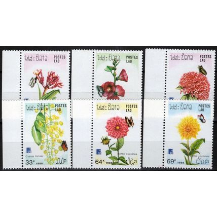 ZAYIX Laos 870-875 MNH Flowers Plants Nature 100123S114