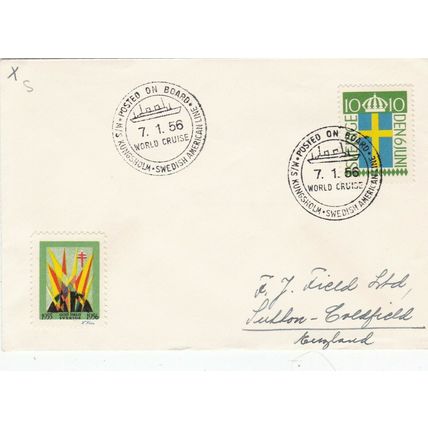 Sweden 1956 M/S Kingsholm World Cruise Posted on Board Cover written VGC