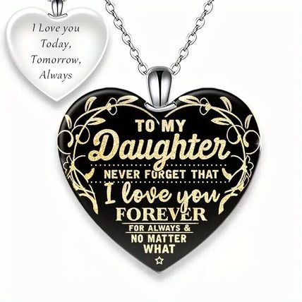 To My Daughter Heart Necklace Always Loves you love gift bag