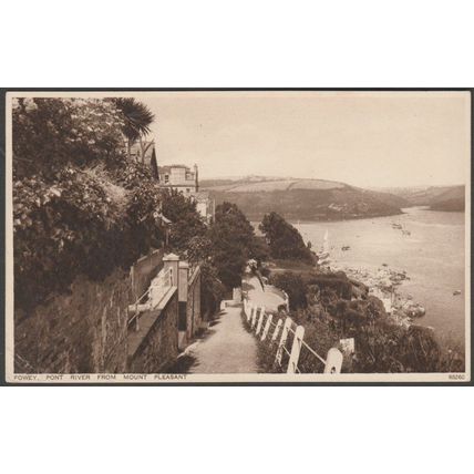 Pont River from Mount Pleasant, Fowey, Cornwall, 1934 - Photochrom Postcard