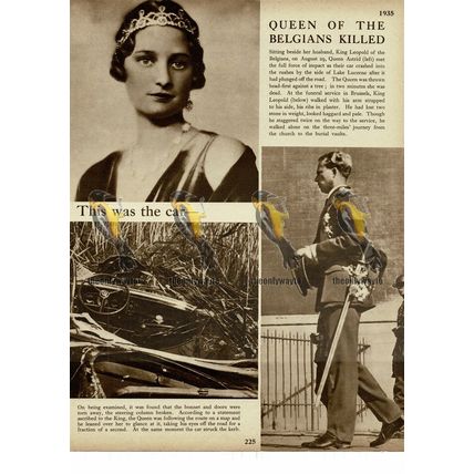 Astrid, Queen of Belgians Killed, 1935, Book Illustration, 1938
