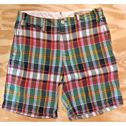 Polo Ralph Lauren Mens Size 29 Young Adult Shorts Green Red Plaid Chino Casual
