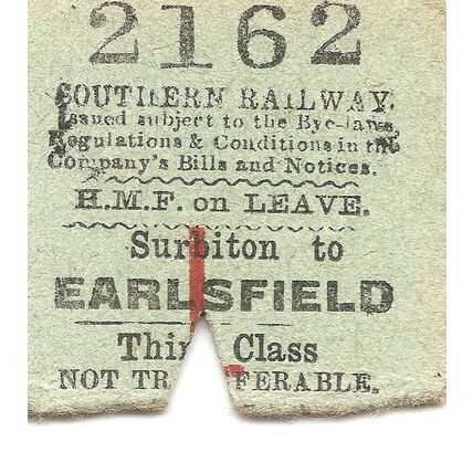 Southern Railway Edmondson Ticket - Surbiton to Earlsfield