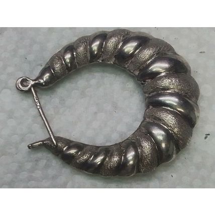 Vintage Sterling Silver 925 Hoop Puff Earrings Pierced 8.2 g