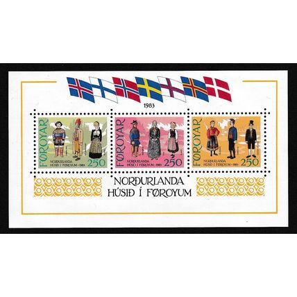 Faroe Is. Flags Costumes Inauguration of Nordic House MS 1983 MNH SG#MS89