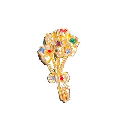 Bouquet Pin Badge Lapel Brooch Collatable Gold Metal 1.6 cm x 2.9 cm BA172