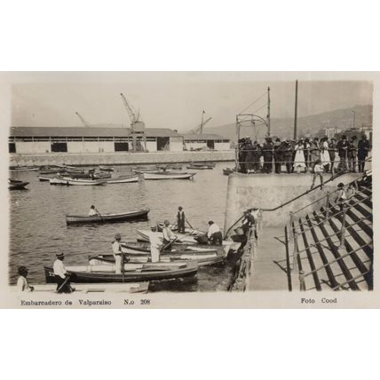 Embarcardero De Valparaiso Chile Old Real Photo Postcard