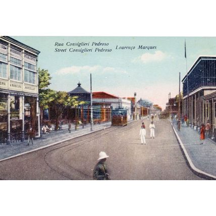 Tram Transport At Rua Consiglieri Pedrosa Mozambique Old Postcard