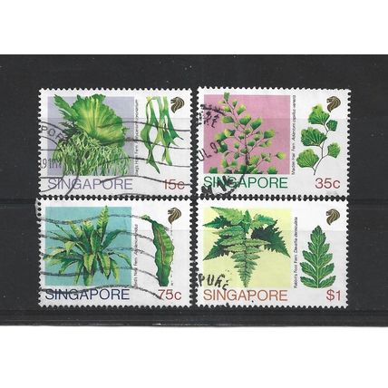 Singapore.Ferns set of 4.Fine Used.Jul25