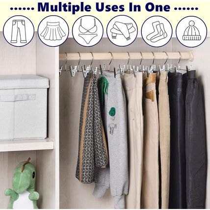 Amber Home 50 Pack Metal Pants Hangers with Clips, Heavy Duty Metal Skirt Hanger