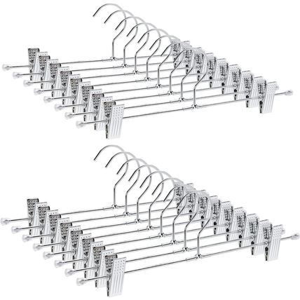 Amber Home 50 Pack Metal Pants Hangers with Clips, Heavy Duty Metal Skirt Hanger