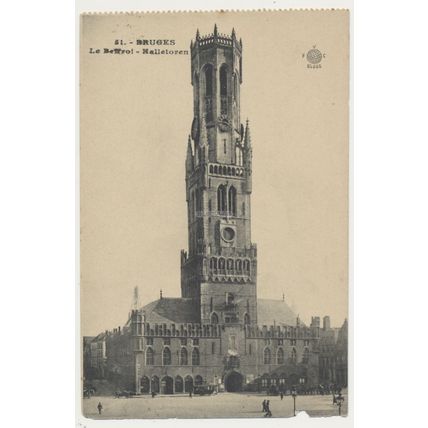 Belgium Belfry BRUGES Le Beffroi Halletoren early 20th C. RPPC Globe FVC 51