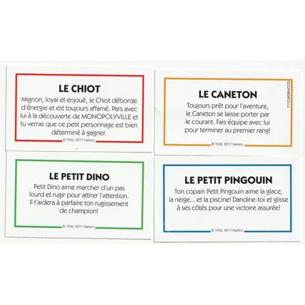 Monopoly Junior replacement pieces parts - Who's Your Token? Character Cards FR